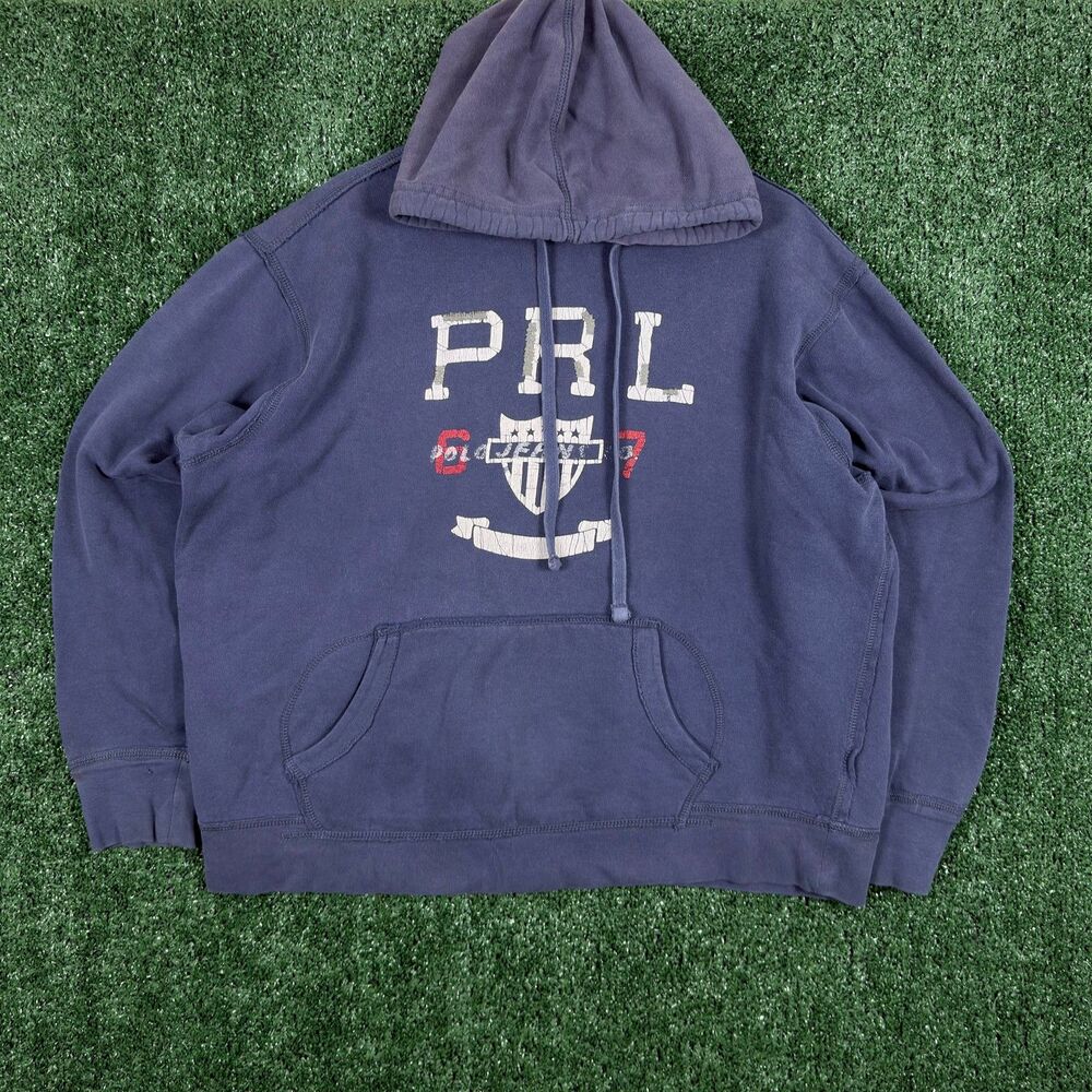 Vintage Polo Jeans Ralph Lauren Men's Hoodie XL PRL Graphic Pullover Y2K Boxy
